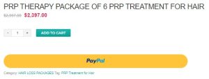 PRP Hair package of 6 pricing